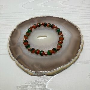 ✨Handmade Green/Orange and Rose Gold Bracelet
